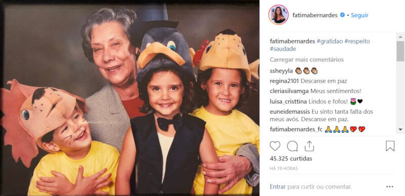 Fátima Bernardes homenageia ex-sogra com foto no Instagram / Foto: Reprodução