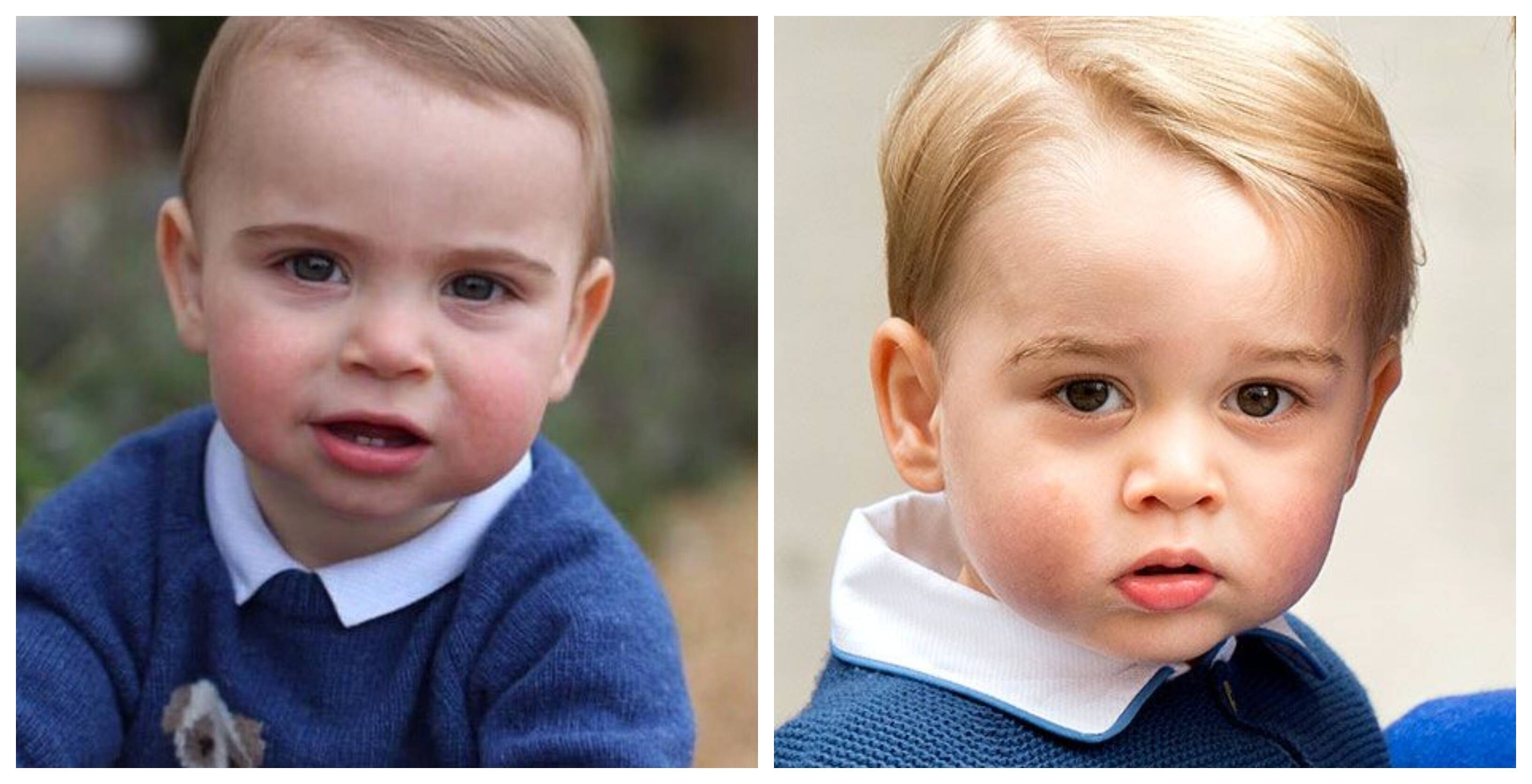 O príncipe Louis (esq.) e seu irmão, George (dir.), quando tinha a mesma idade / Fotos: Reprodução Instagram