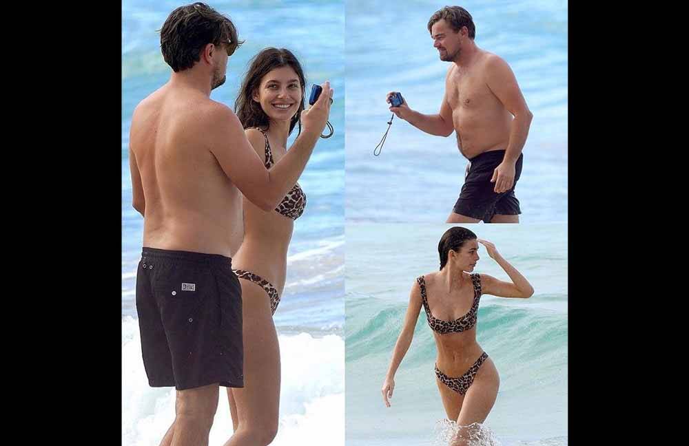 Namorada ganha mão boba de Leonardo DiCaprio em dia de praia antes do Globo de Ouro