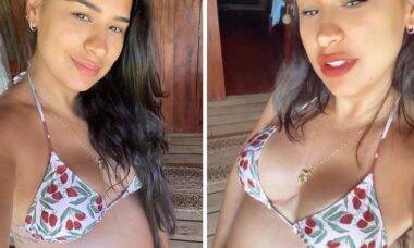 Simone exibe barriga de 4 meses com biquíni em Jericoacoara: "barrigão muito bonitinho"
