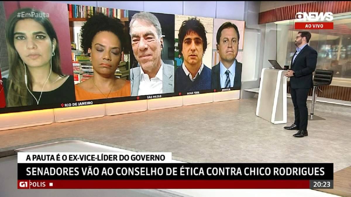 Andréia Sadi se assunta durante transmissão ao vivo e brinca: "Acho que foi o Chico Rodrigues"