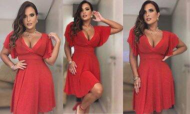 Geisy Arruda rebate críticas após fotos de vestido vermelho: "até que enfim está de roupa"
