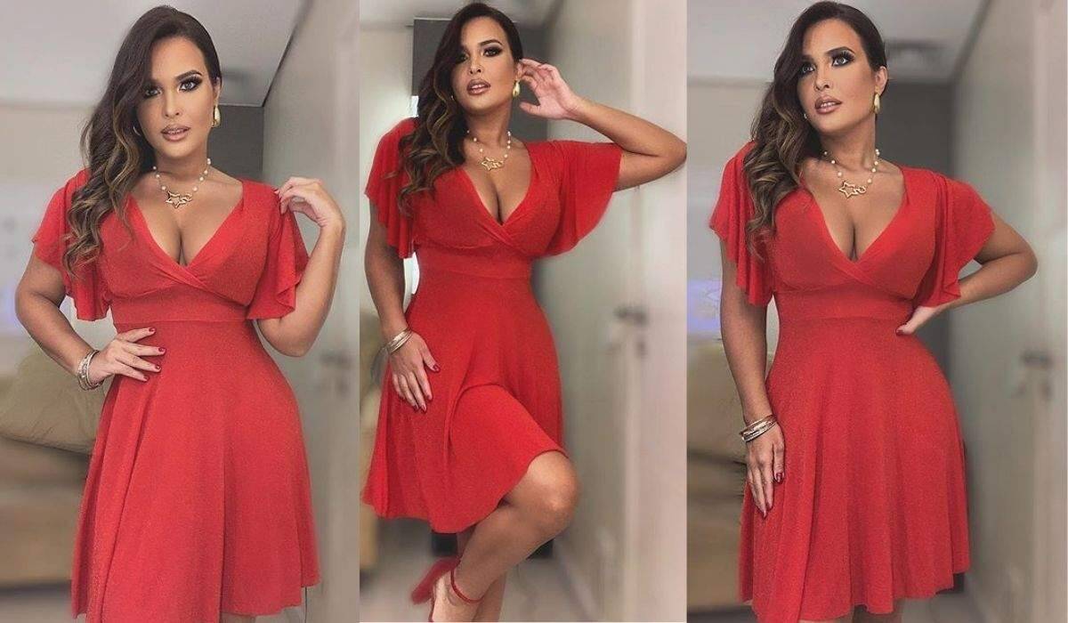Geisy Arruda rebate críticas após fotos de vestido vermelho: "até que enfim está de roupa"