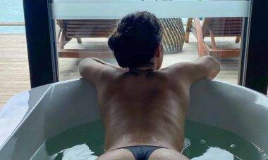 De topless na banheira, irmã de Juliana Caetano posta foto e provoca: “O que acha dessa vista?!”. Foto: Reprodução Instagram