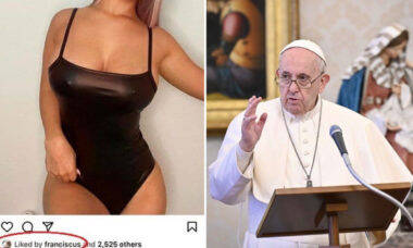 Perfil do Papa no Instagram curte foto sexy de outra modelo