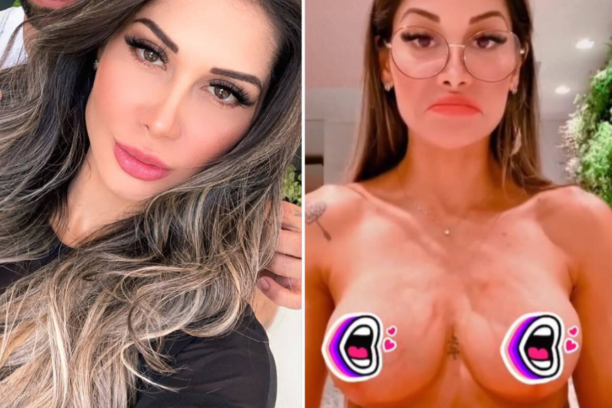 Mayra Cardi abaixa a blusa em vídeo e cobre os seios com emoji