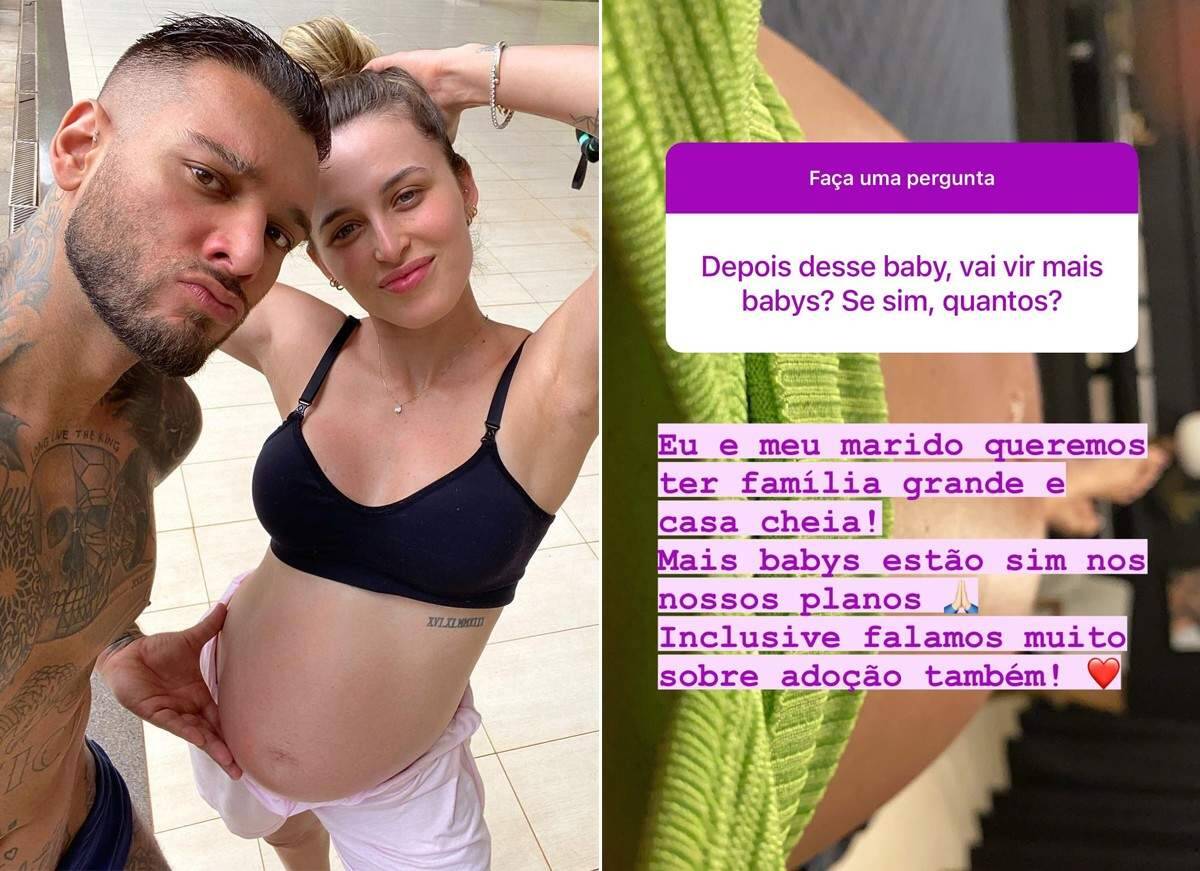 Grávida, Lorena Carvalho revela que ela e Lucas Lucco desejam mais filhos: "casa cheia". (Foto: Reprodução/Instagram)