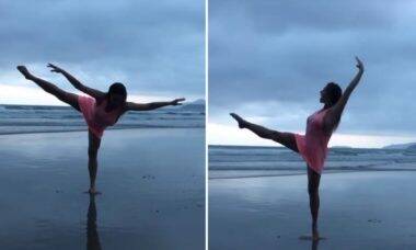 Leticia Spiller dança na praia ao som de Rita Lee