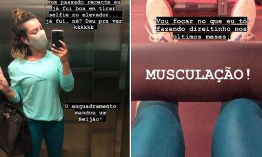 Fernanda Souza posta treino na academia e fala que ficou com a "perna bamba"