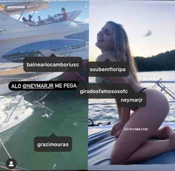 Celebridade do Instagram, Grazi Mourão intima Neymar em SC: “Me pega”. Foto: Divulgação