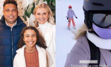 Celina Locks exibe filha do namorado Ronaldo esquiando na Espanha: "toda estilosa"