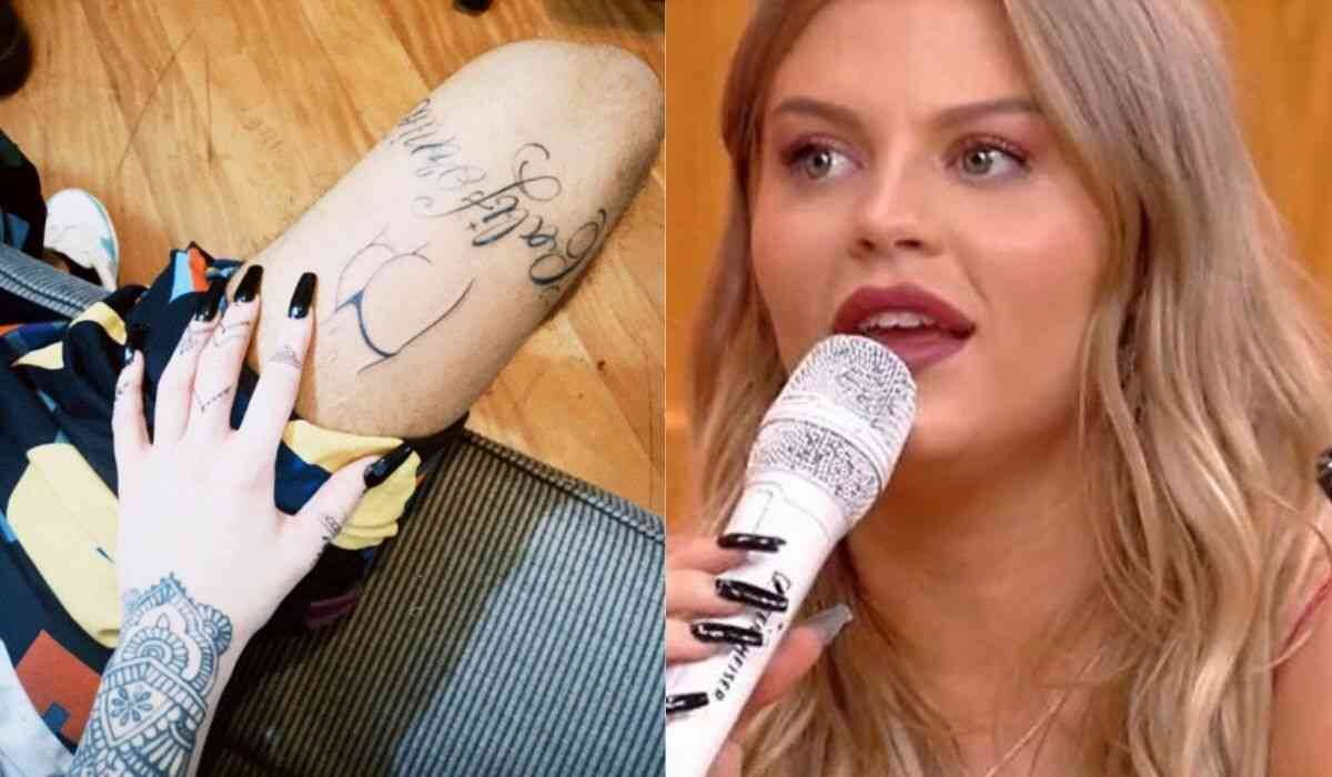 Luísa Sonza fala sobre tatuagem do seu bumbum na perna de Vitão: "achei superfofo"