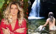 Leticia Spiller nada nua em cachoeira: 'Mãe Água, cuida de nós'