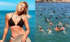 Danni Suzuki nada com lobos marinhos no Uruguai: 'natureza espetacular'