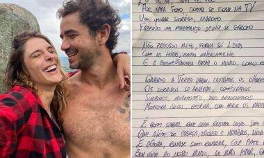 Rafa Brites mostra carta que recebeu de Felipe Andreoli: "2 dias depois que ficamos pela primeira vez"