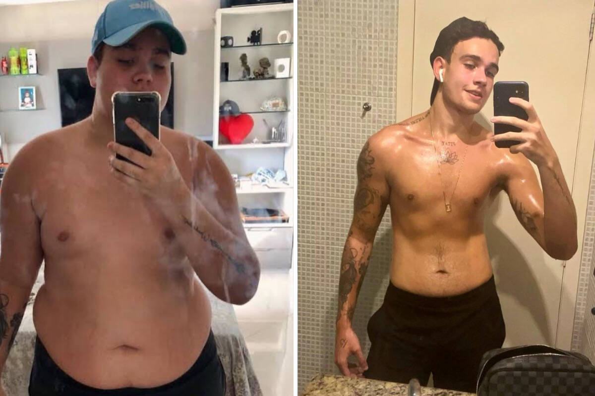 Filho de Solange perde 70 kg e mostra antes e depois