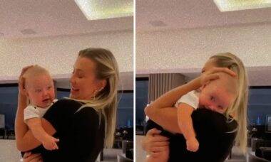 Ana Paula Siebert pega a filha no colo após cirurgia: "Primeiro colo"