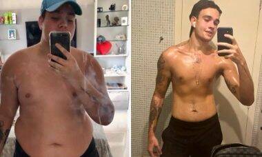 Filho de Solange perde 70 kg e mostra antes e depois