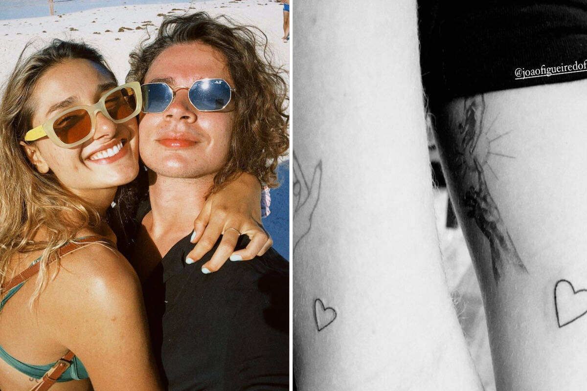 Sasha Meneghel e João Figueiredo fazem tatuagens de casal