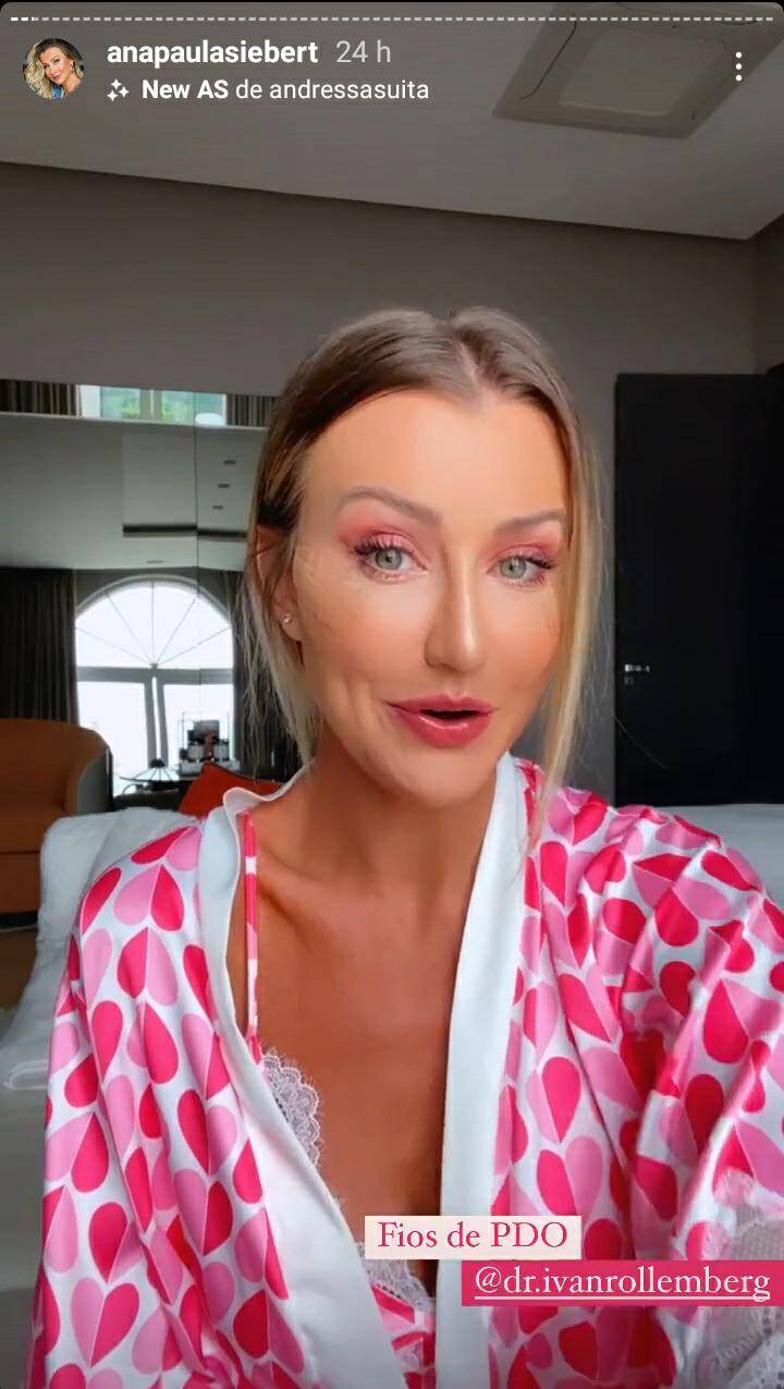 Ana Paula Siebert exibe curativos no rosto após procedimento estético (Foto: Reprodução/Instagram)