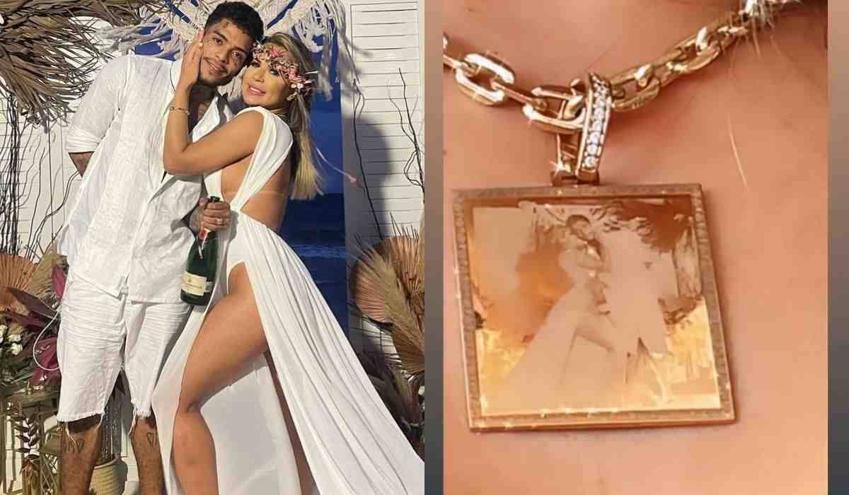Viúva de MC Kevin posa com colar de R$ 45 mil que homenageia o cantor
