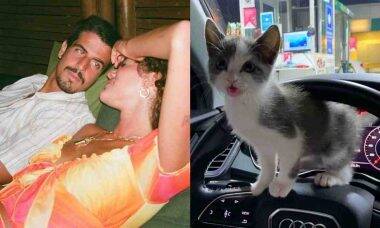 Enzo Celulari passeia de carro com gatinha que adotou com Marquezine