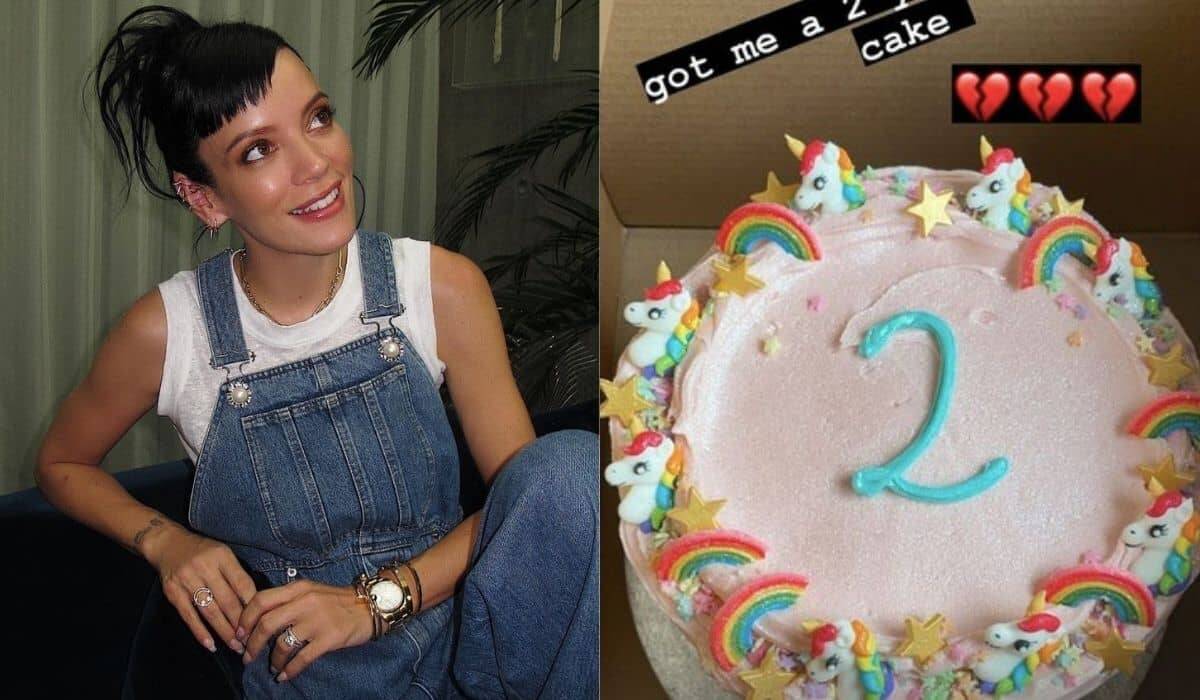 Lily Allen celebra dois anos sóbria de bebidas e drogas com bolo
