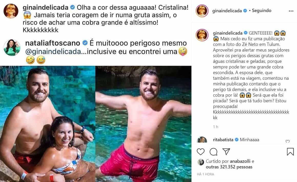 Esposa de Zé Neto sobre foto do 'volume' do cantor: 'encontrei uma cobra' (Foto: Reprodução/Instagram)